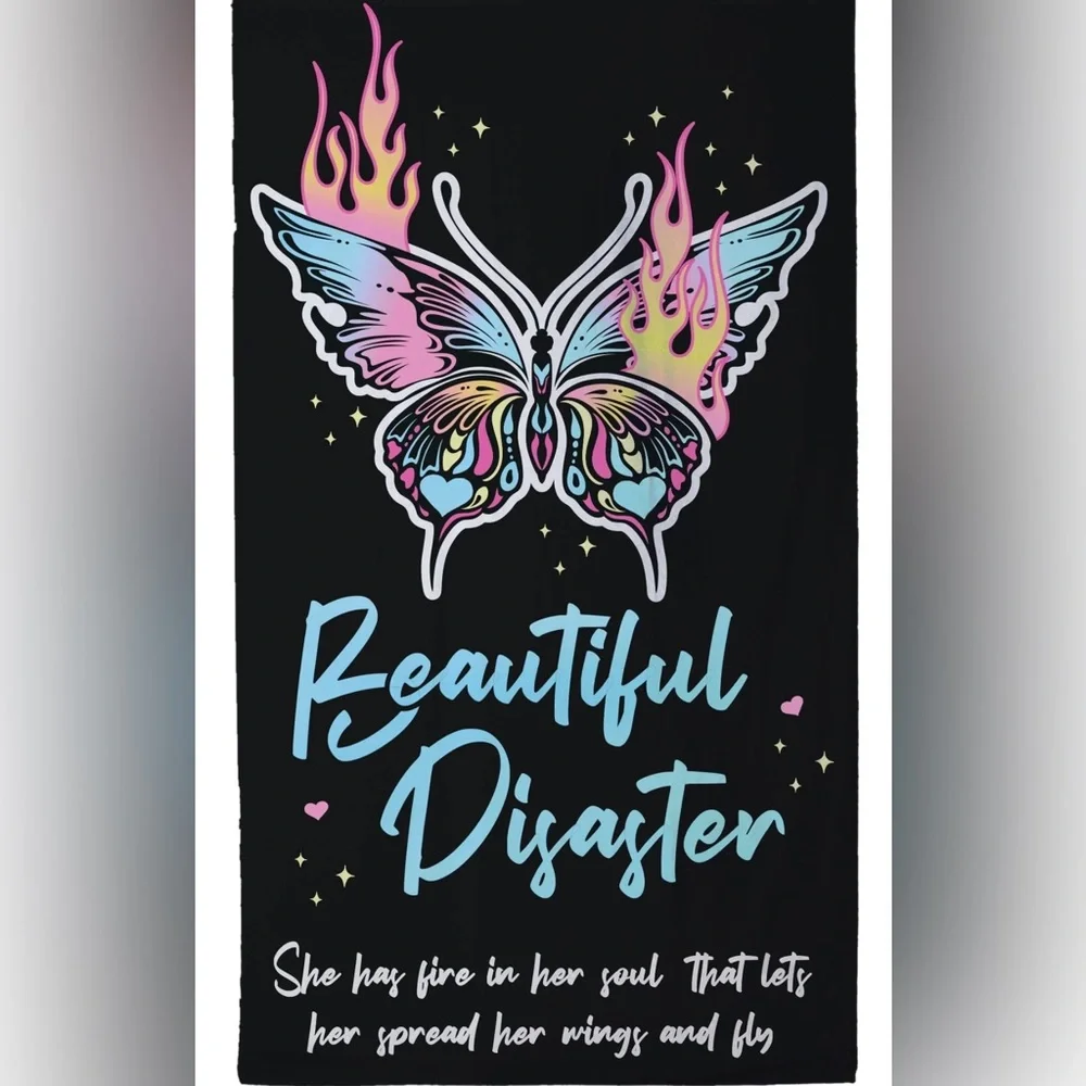Beautiful disaster plush beach towel butterflies,fight club, LAST TOWEL!!